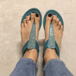 Turquoise Rhinestoned Sandals